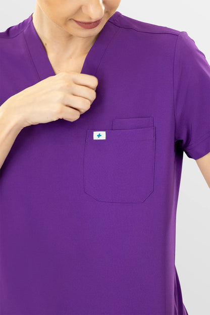 Purple Eipnare Women's Soft Stretch V-Neck Scrub Top & Jogger Pants Set - Stretch Medical Scrubs for Women