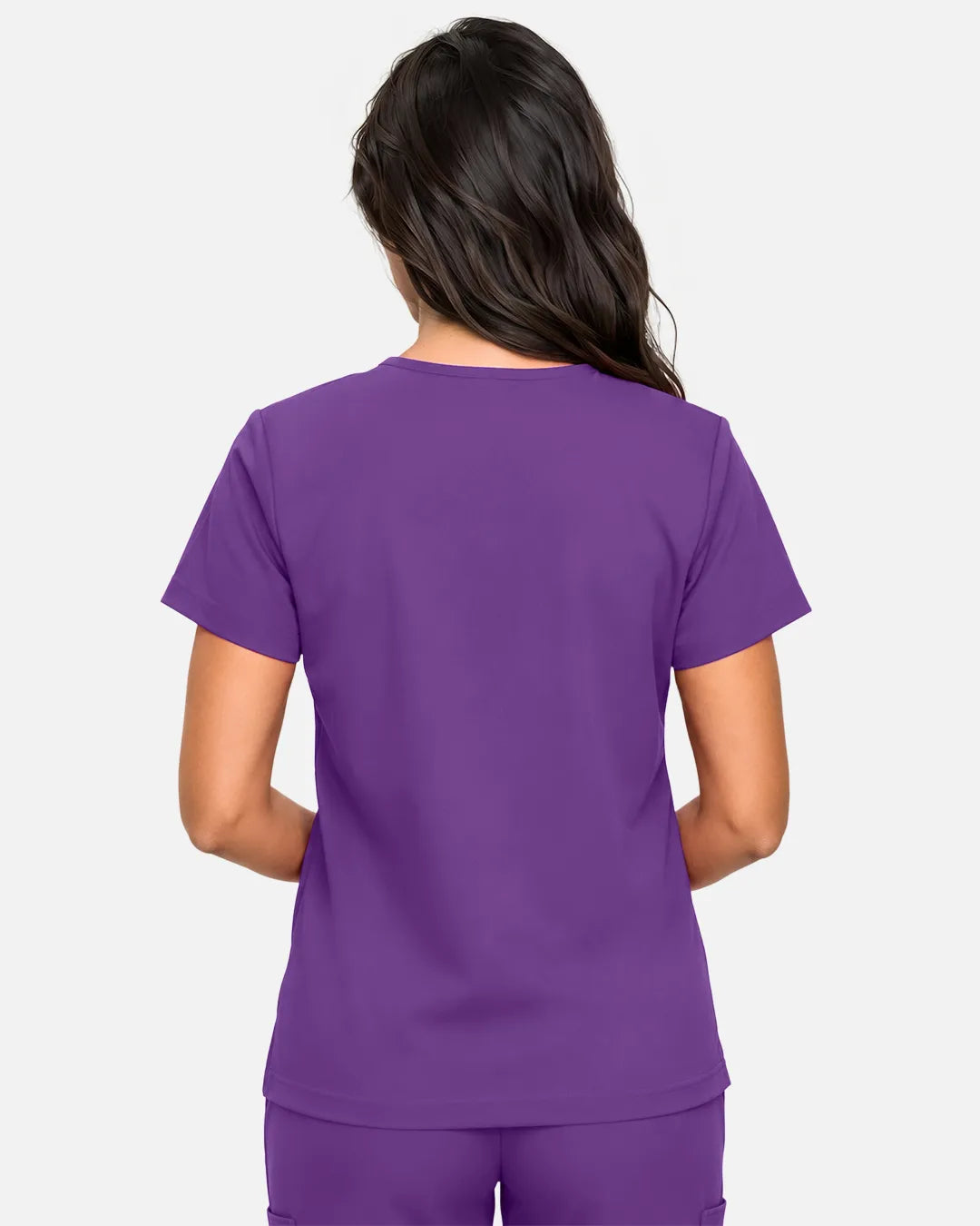 Purple Eipnare Women's Classic V-Neck Scrub Top - Stretch Medical Scrubs for Women