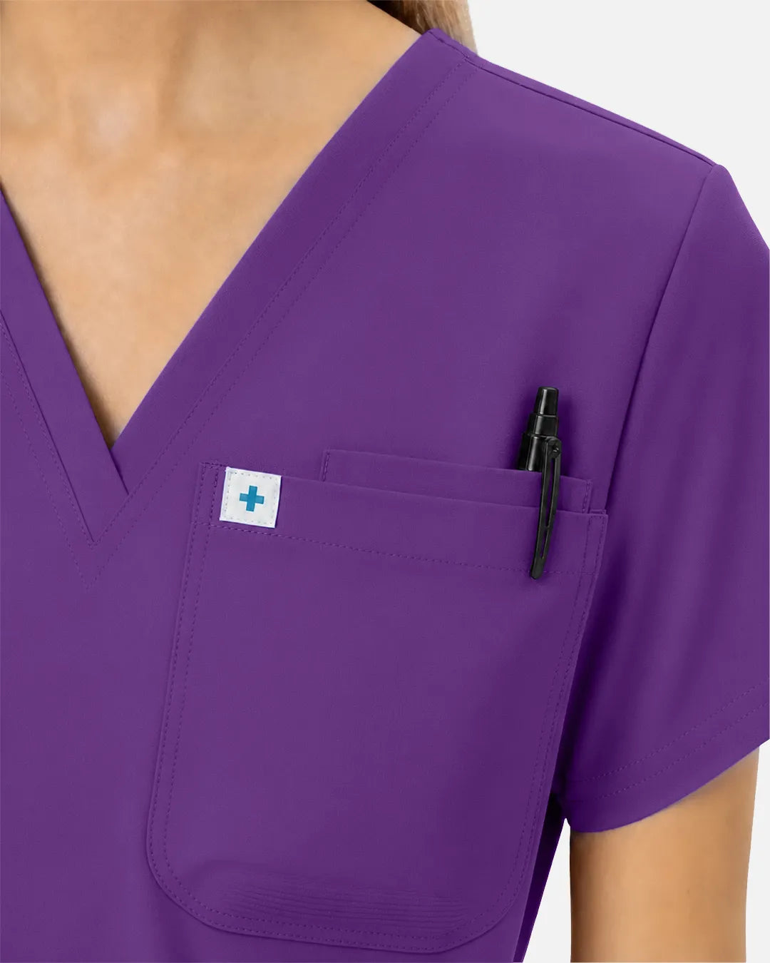 Purple Eipnare Women's Classic V-Neck Scrub Top - Stretch Medical Scrubs for Women