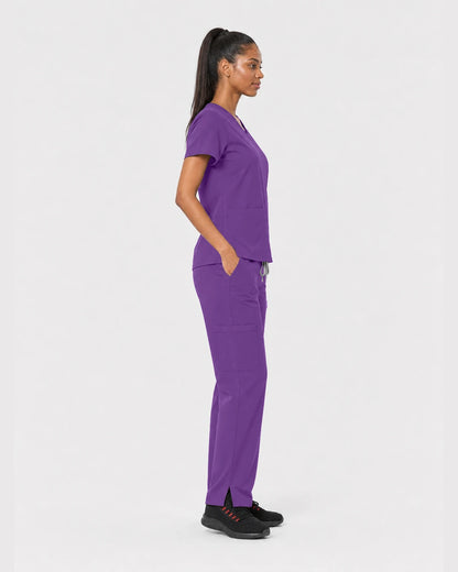 Purple Eipnare Women's 15-Pocket V-Neck Jogger Scrub Set - Stretch Medical Scrubs for Women