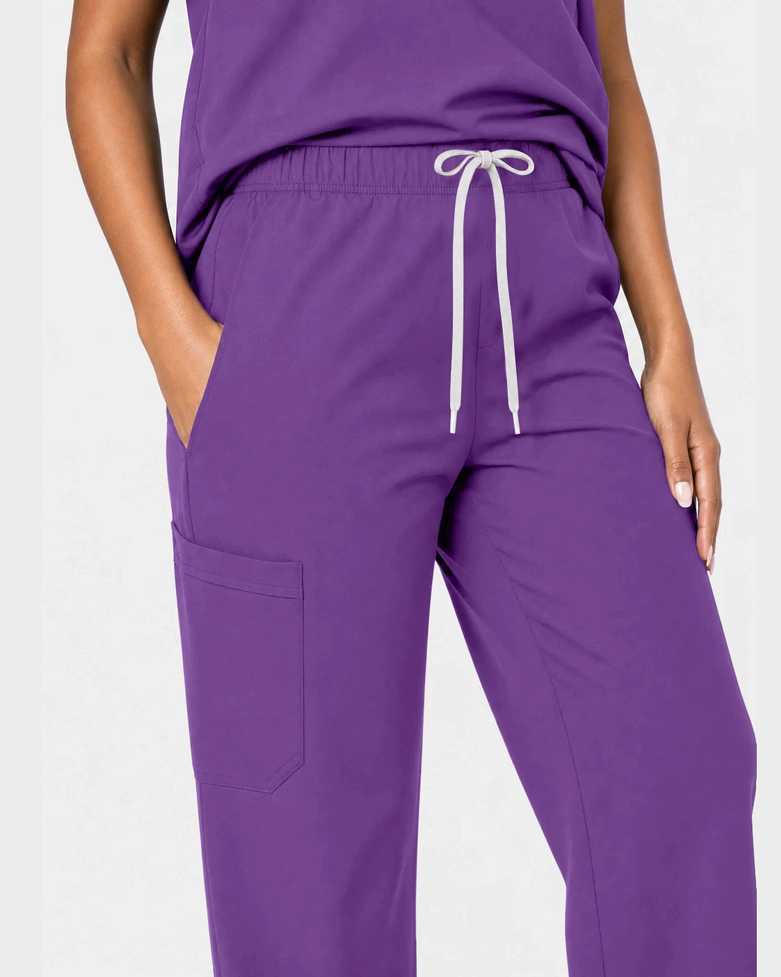 Purple Eipnare Women's 15-Pocket V-Neck Jogger Scrub Set - Stretch Medical Scrubs for Women