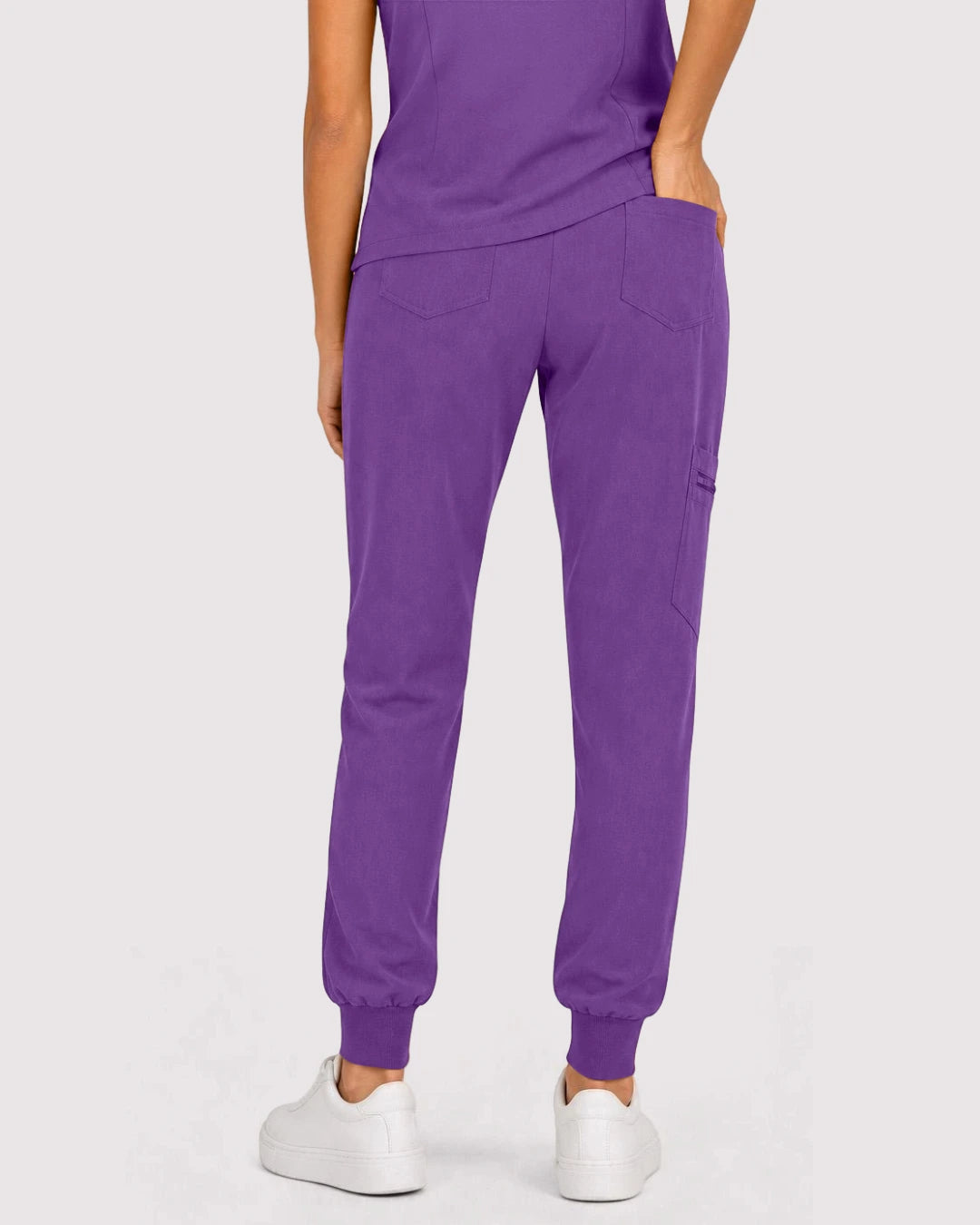 Purple Eipnare Women's 3-Pocket V-Neck Jogger Scrub Set - Stretch Medical Scrubs for Women