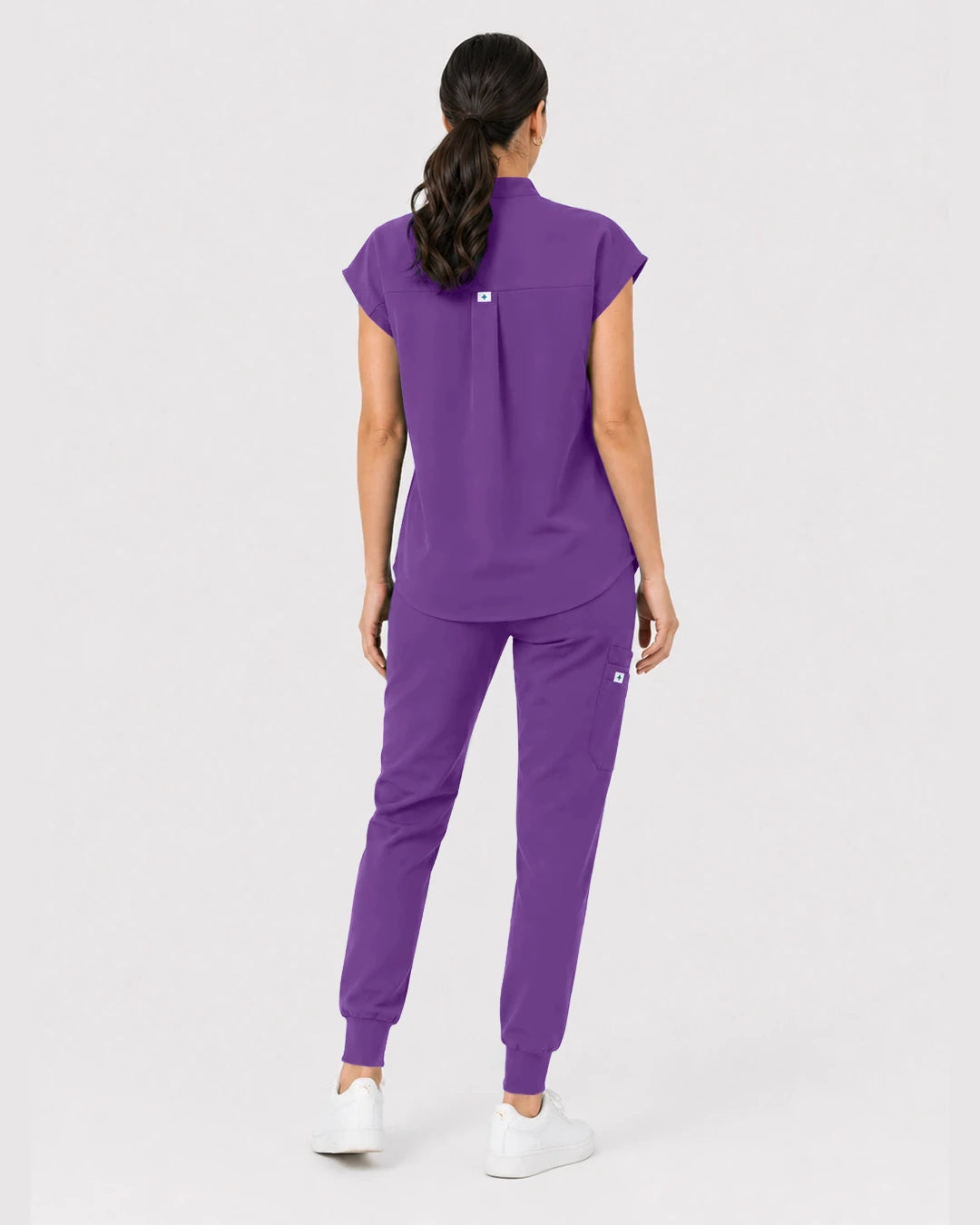 Purple Eipnare Women's Henley Sleeveless Jogger Scrub Set - Stretch Medical Scrubs for Women