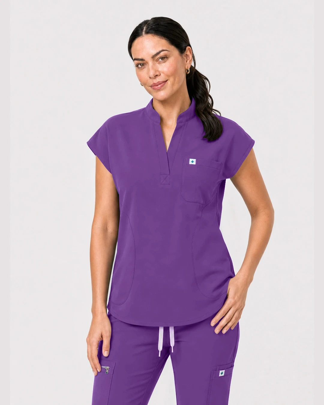 Purple Eipnare Women's Henley Sleeveless Jogger Scrub Set - Stretch Medical Scrubs for Women