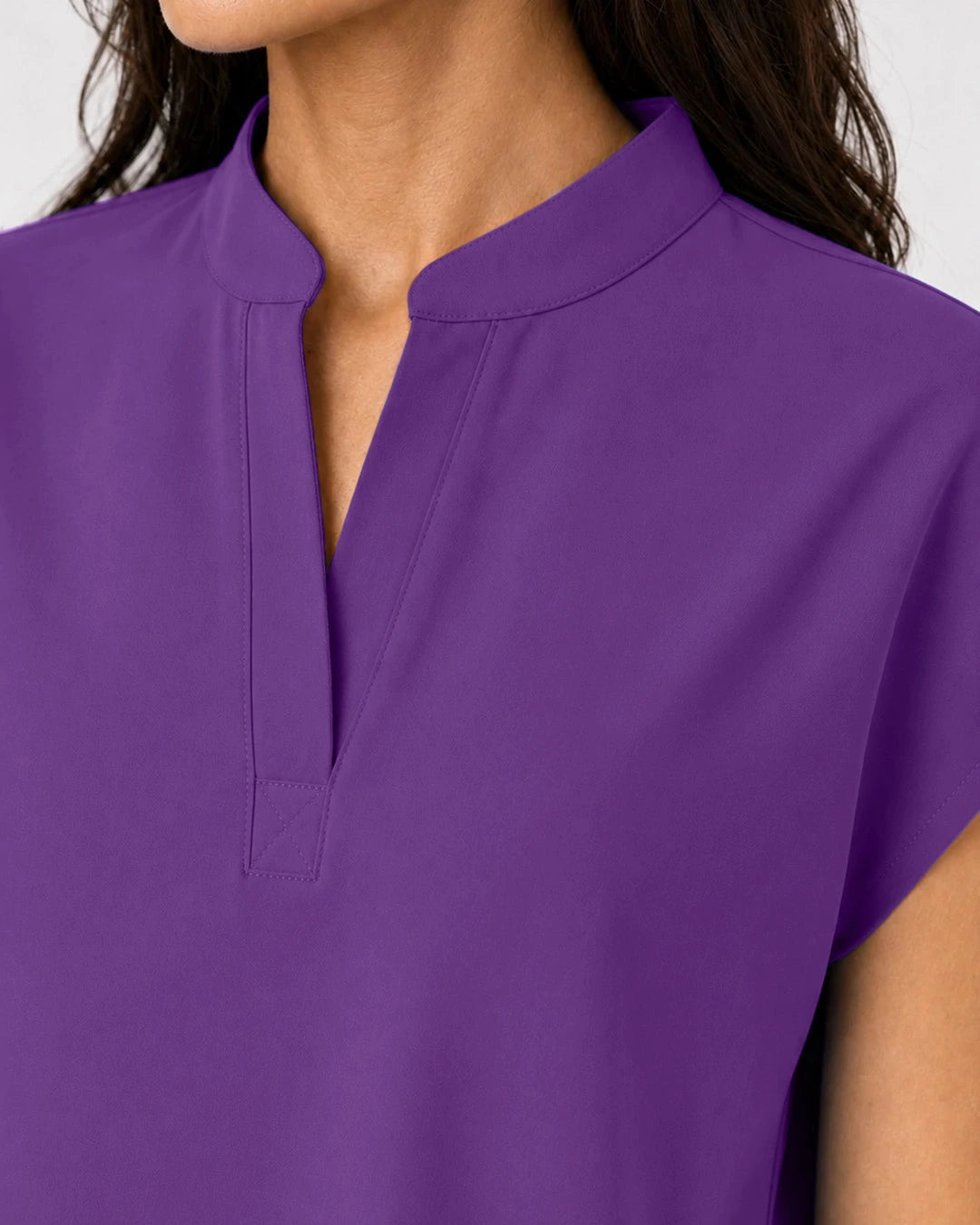 Purple Eipnare Women's Mandarin Sleeveless Straight-Leg Scrub Set - Stretch Medical Scrubs for Women