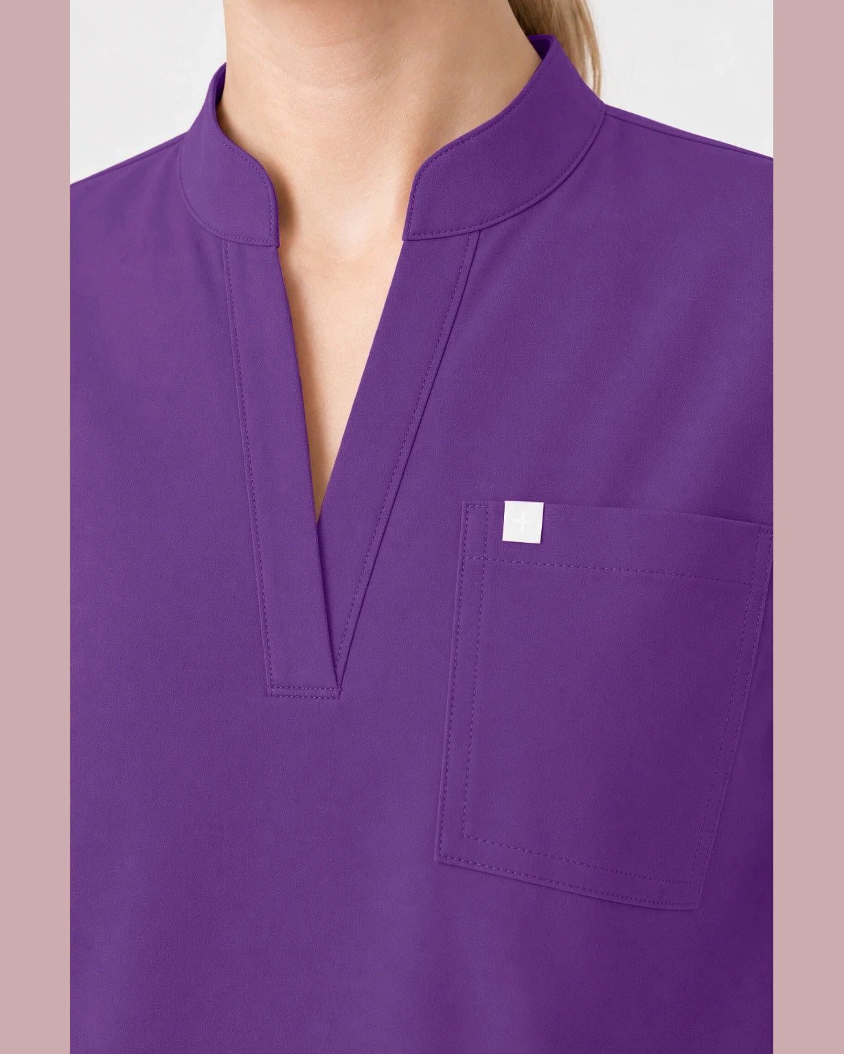 Purple Eipnare Women's Henley Sleeveless Straight-Leg Scrub Set - Stretch Medical Scrubs for Women