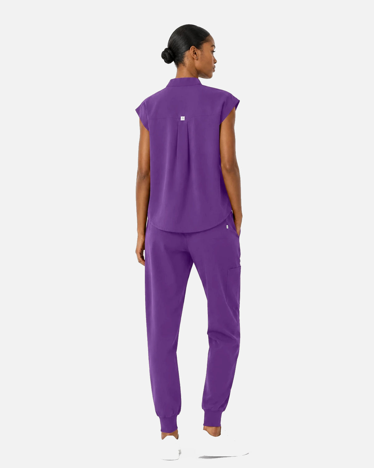 Purple – Eipnare Women's Sleeveless Mandarin Collar Jogger Uniform Set – product image 03
