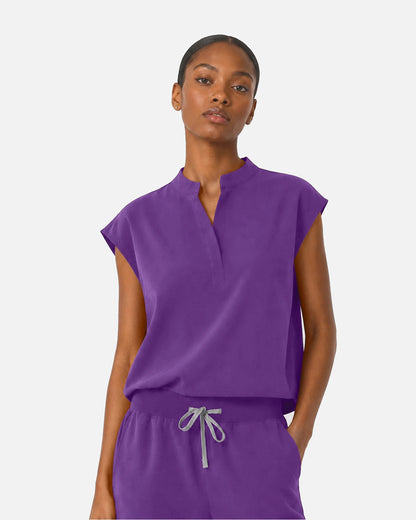 Purple – Eipnare Women's Sleeveless Mandarin Collar Jogger Uniform Set – product image 04