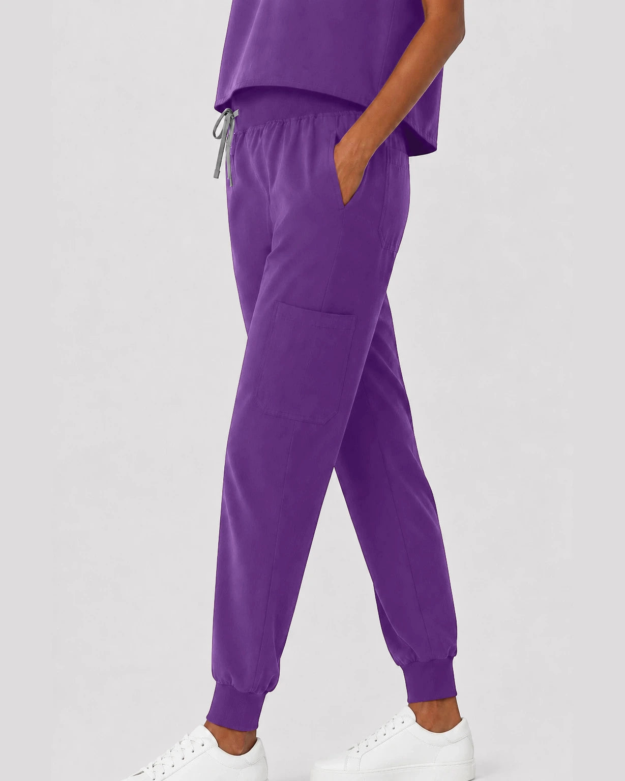 Purple Eipnare Women's Sleeveless Mandarin Collar Jogger Scrub Set - Stretch Medical Scrubs for Women