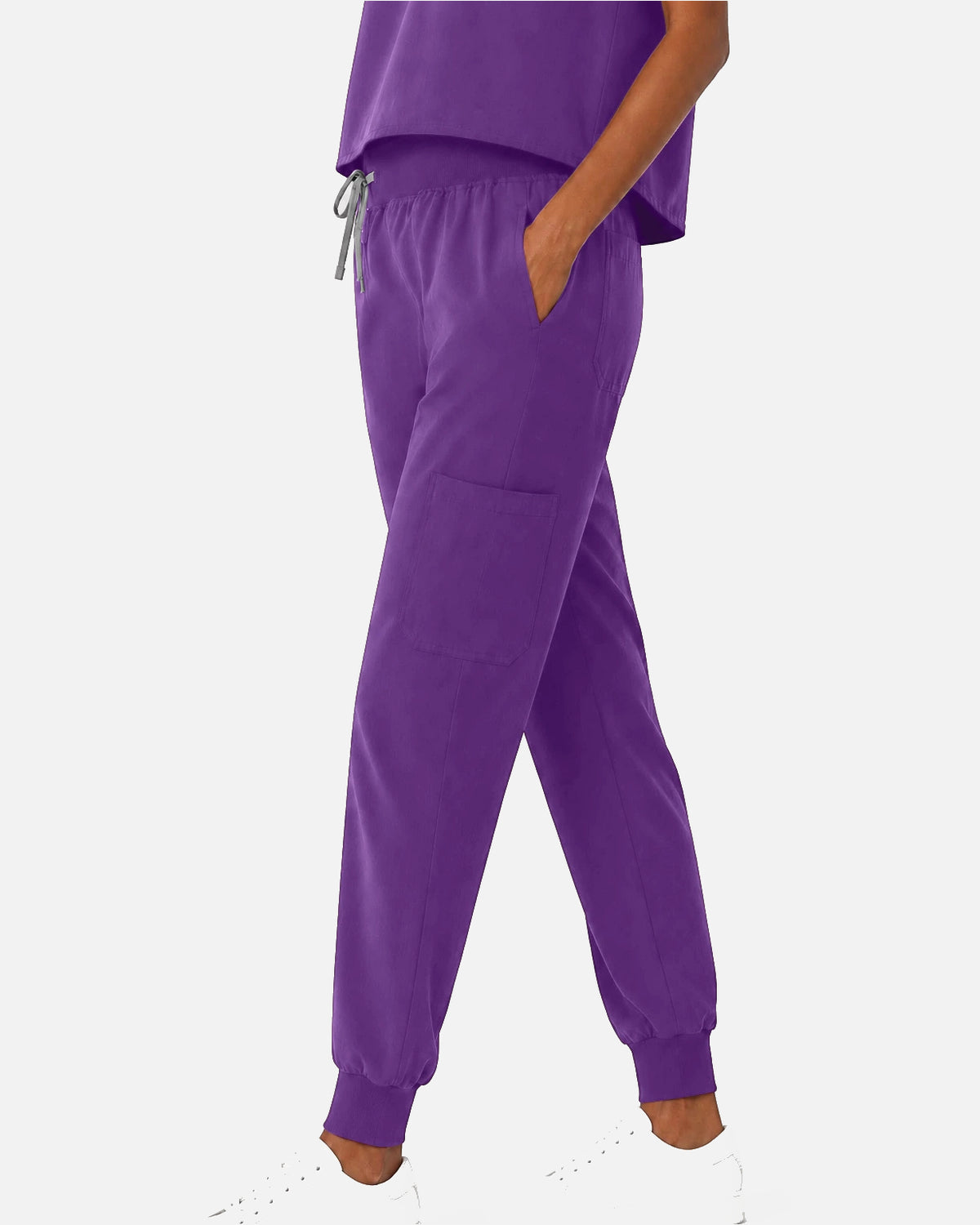 Purple – Eipnare Women's Sleeveless Mandarin Collar Jogger Uniform Set – product image 05