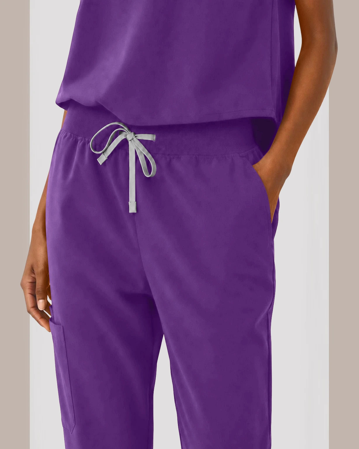 Purple Eipnare Women's Sleeveless Mandarin Collar Jogger Scrub Set - Stretch Medical Scrubs for Women