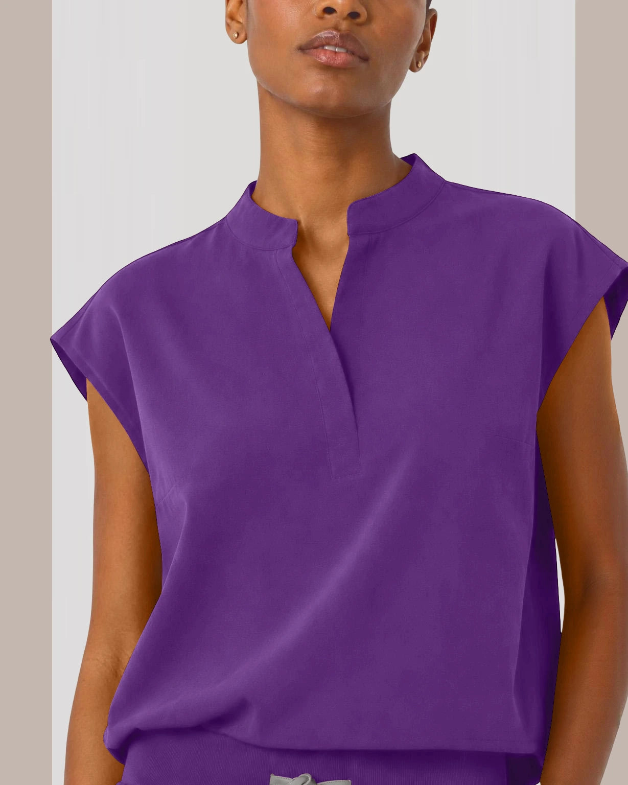 Purple Eipnare Women's Sleeveless Mandarin Collar Jogger Scrub Set - Stretch Medical Scrubs for Women