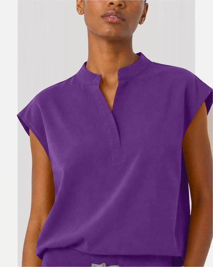 Purple – Eipnare Women's Sleeveless Mandarin Collar Jogger Uniform Set – product image 08