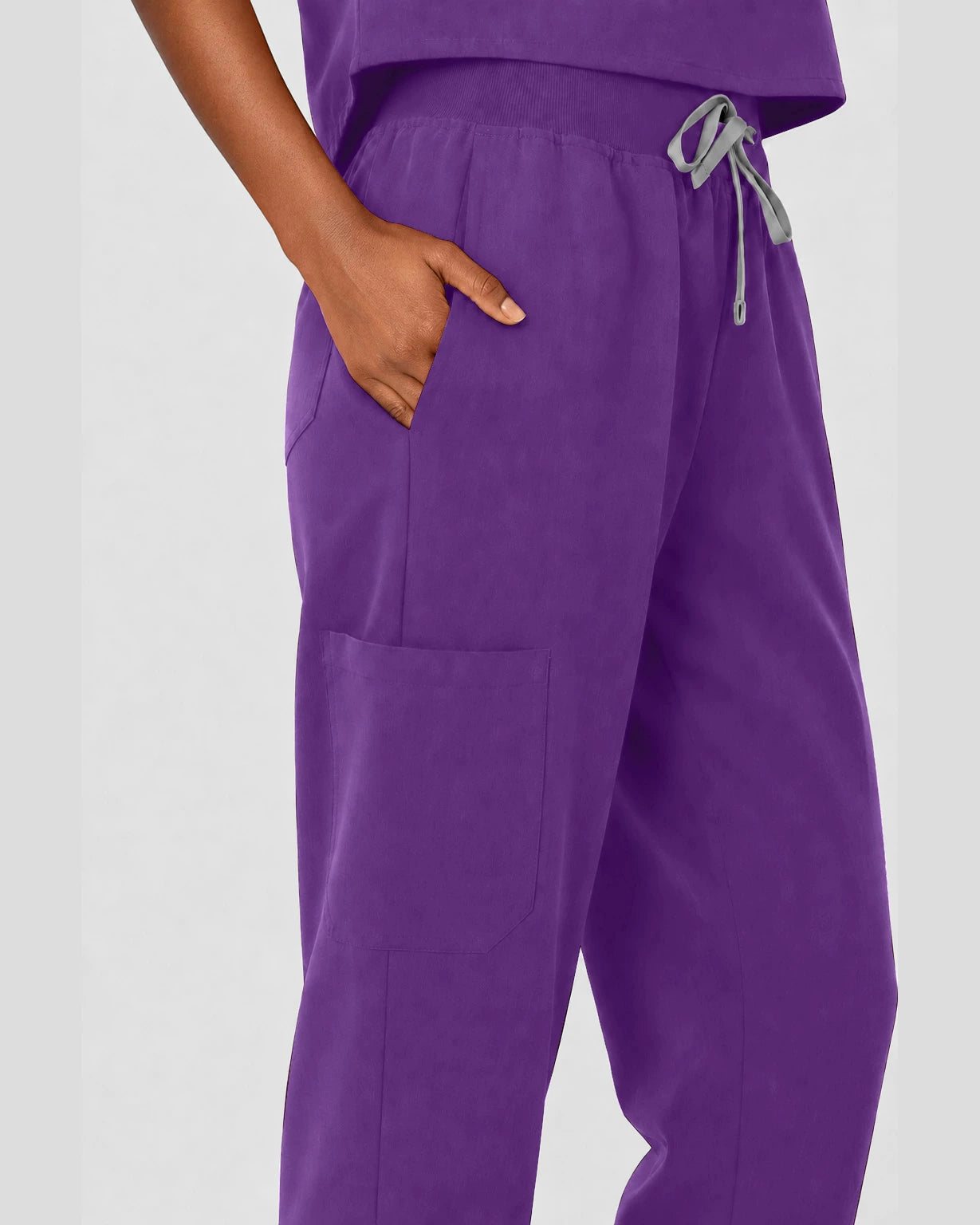 Purple Eipnare Women's Sleeveless Mandarin Collar Jogger Scrub Set - Stretch Medical Scrubs for Women