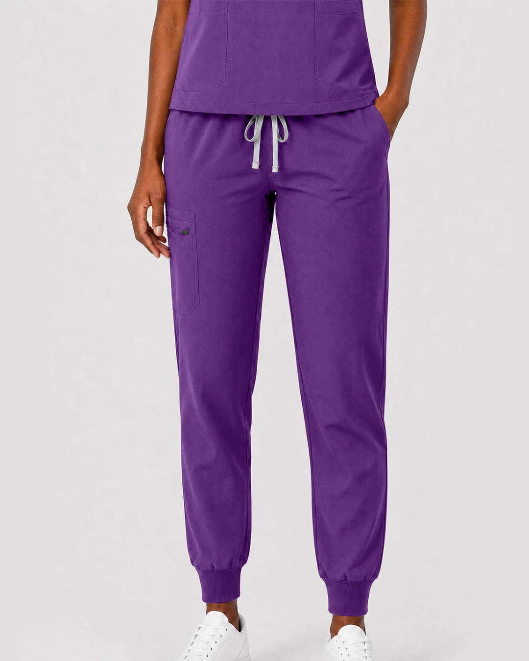 Purple Eipnare Women's Split V-Neck Cargo Jogger Scrub Set - Stretch Medical Scrubs for Women