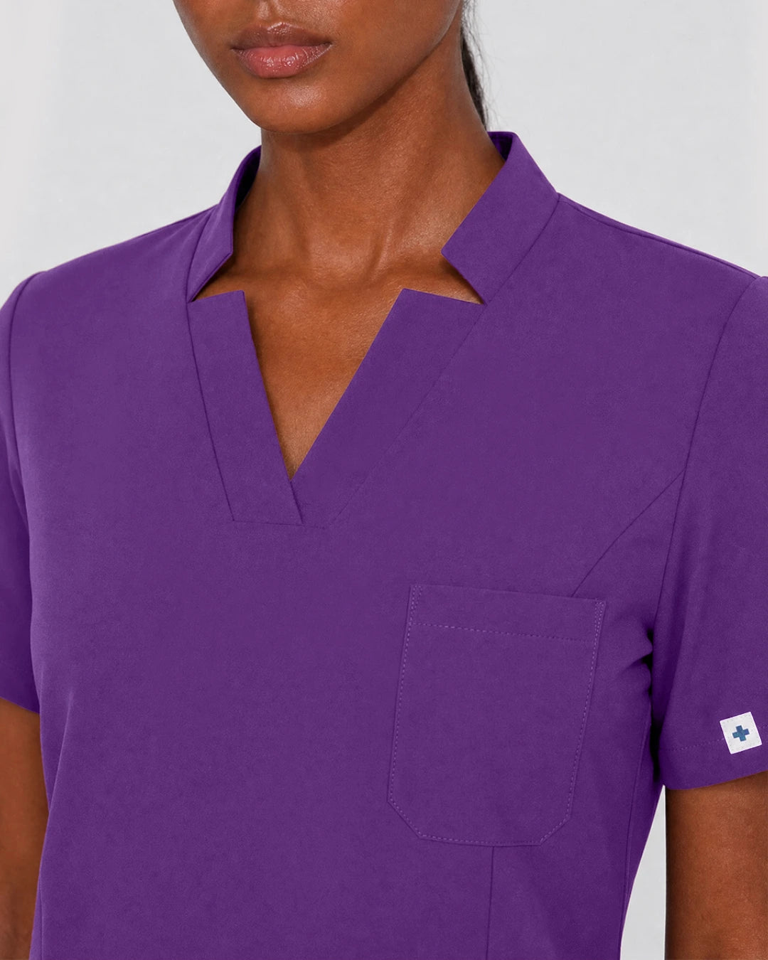 Purple Eipnare Women's Split V-Neck Cargo Jogger Scrub Set - Stretch Medical Scrubs for Women