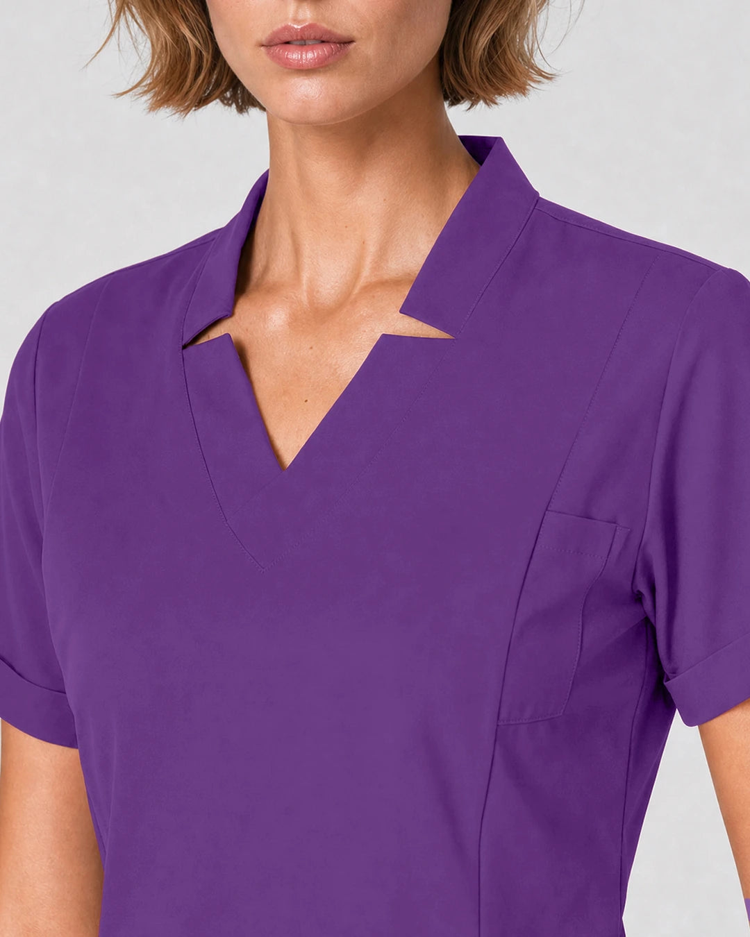 Purple Eipnare Women's Split V-Neck Tapered Scrub Set - Stretch Medical Scrubs for Women