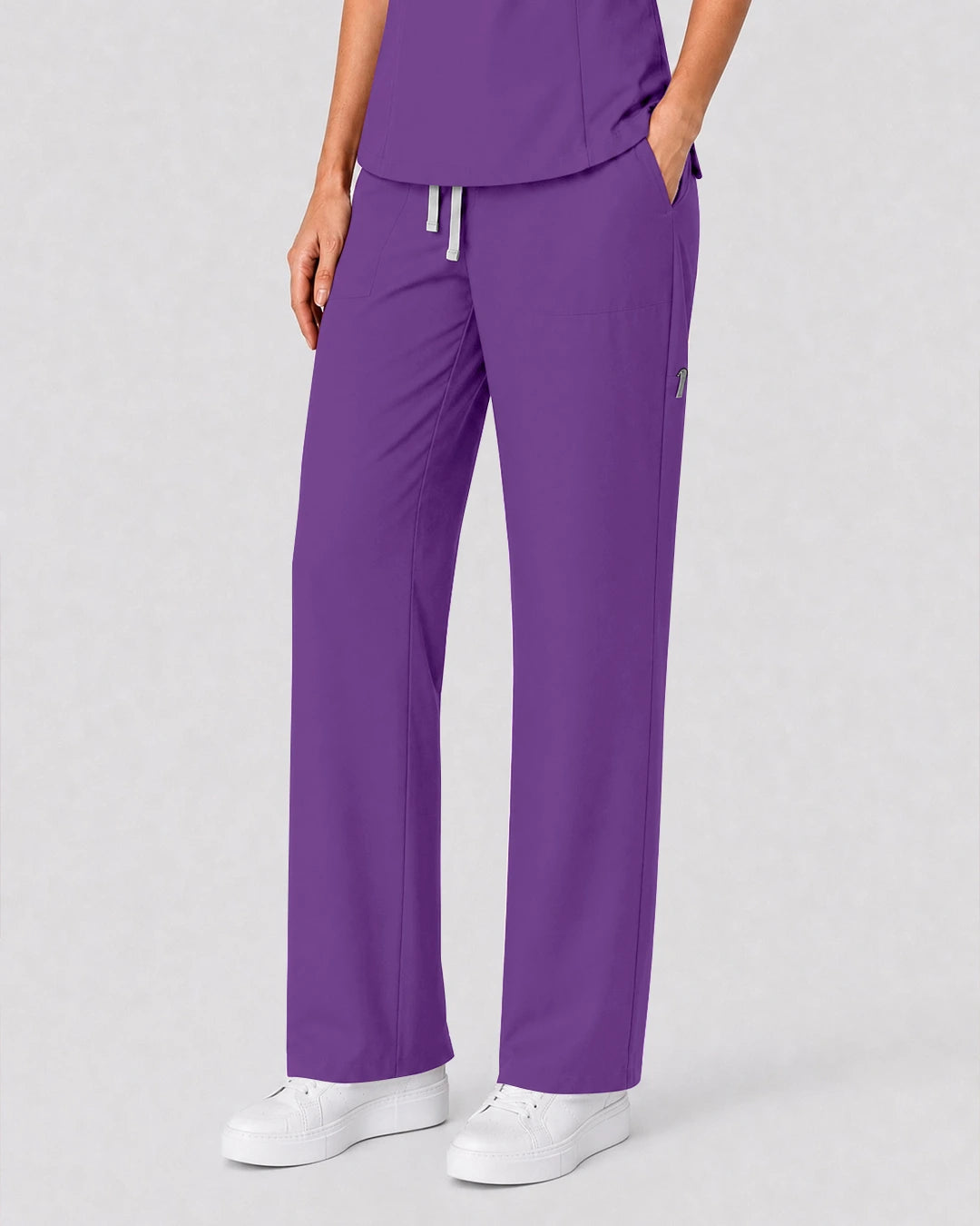 Purple Eipnare Women's Split V-Neck Tapered Scrub Set - Stretch Medical Scrubs for Women
