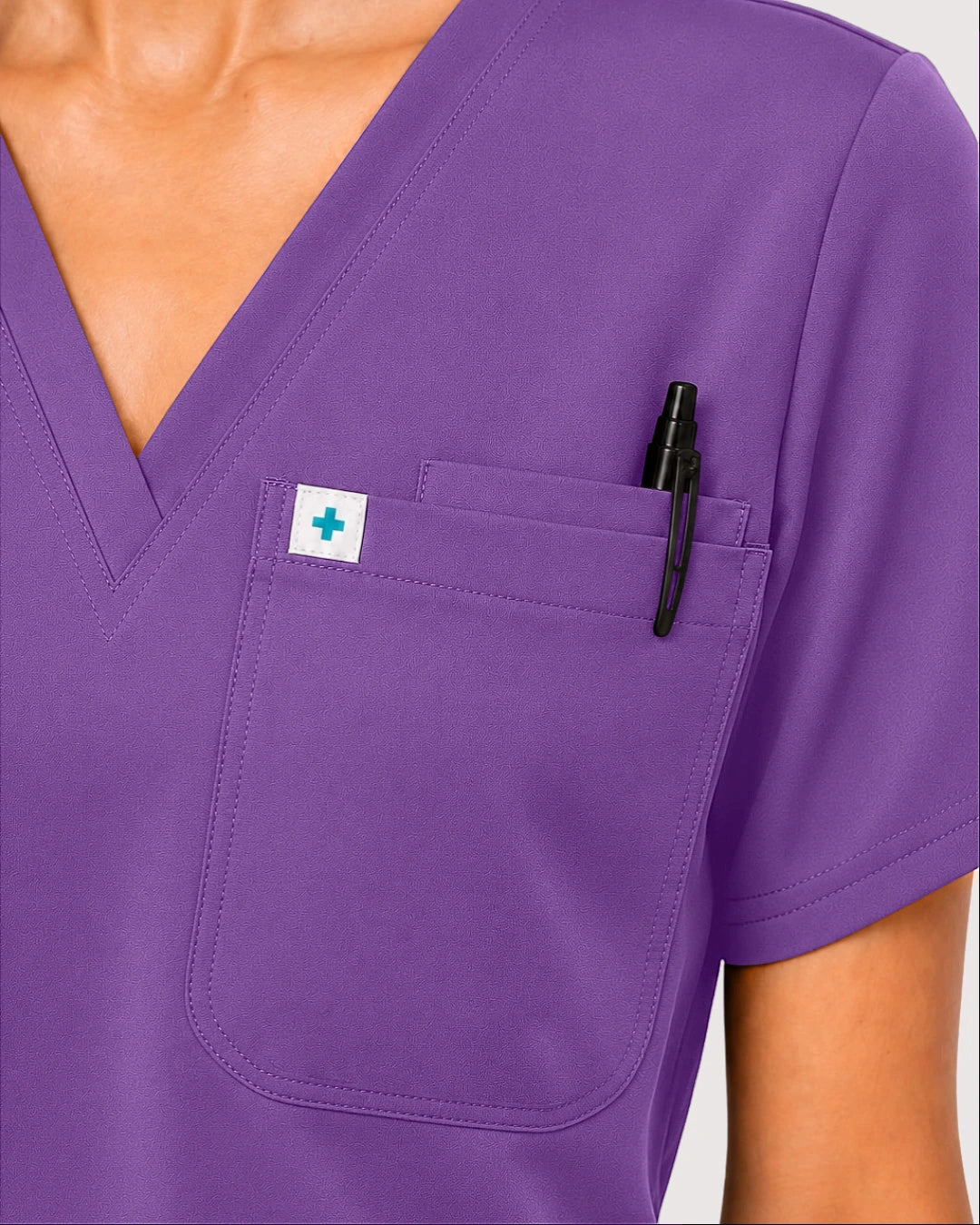 Purple Eipnare Women's Knit V-Neck Jogger Scrub Set - Stretch Medical Scrubs for Women