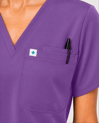 Purple Eipnare Women's Knit V-Neck Jogger Scrub Set - Stretch Medical Scrubs for Women