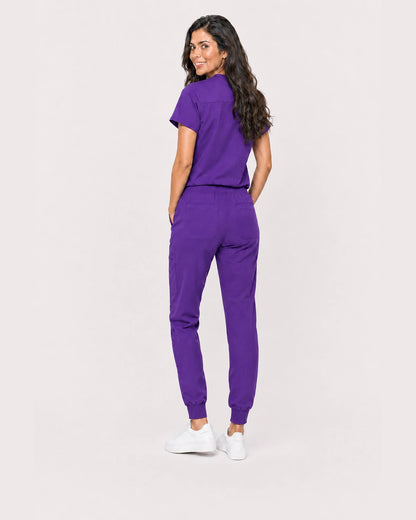 Purple Eipnare Women's V-Neck Jogger Scrub Set - Stretch Medical Scrubs for Women