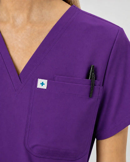 Purple Eipnare Women's V-Neck Jogger Scrub Set - Stretch Medical Scrubs for Women