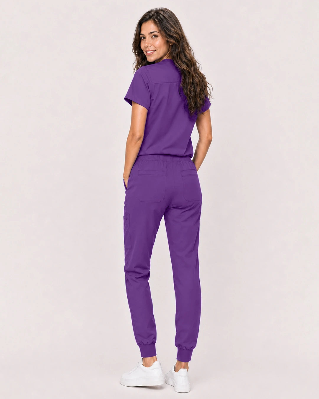 Purple Eipnare Women's Classic V-Neck Jogger Scrub Set - Stretch Medical Scrubs for Women