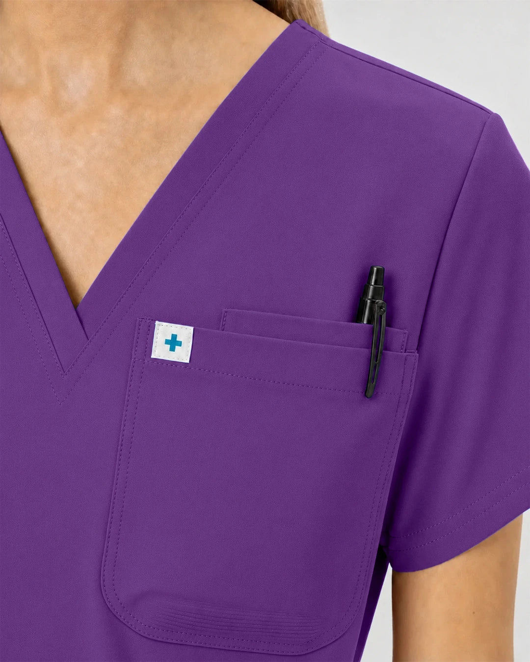 Purple Eipnare Women's Classic V-Neck Jogger Scrub Set - Stretch Medical Scrubs for Women