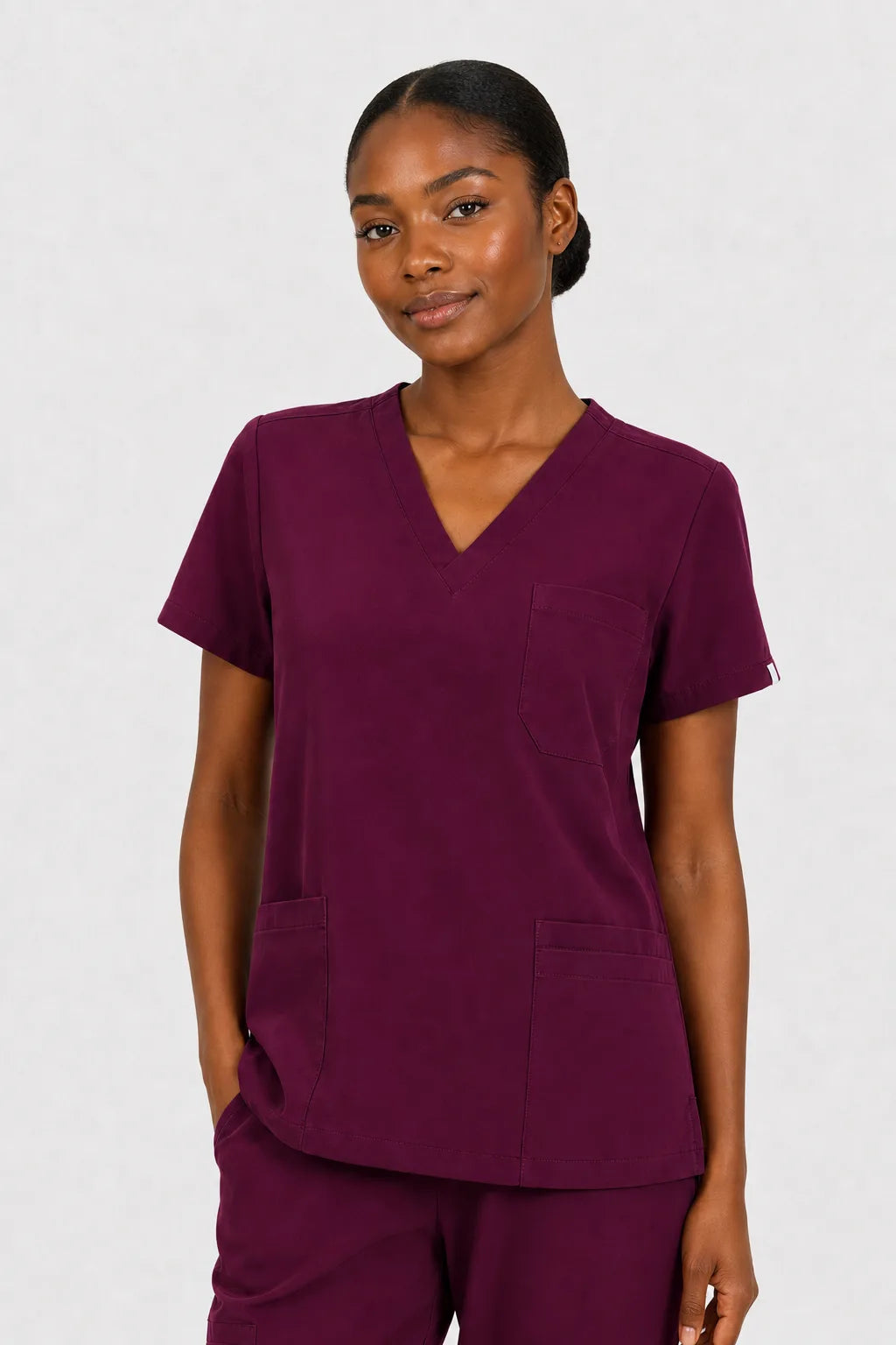 Burgundy Red Eipnare Women's V-Neck 8-Pocket Jogger Scrub Set - Stretch Medical Scrubs for Women