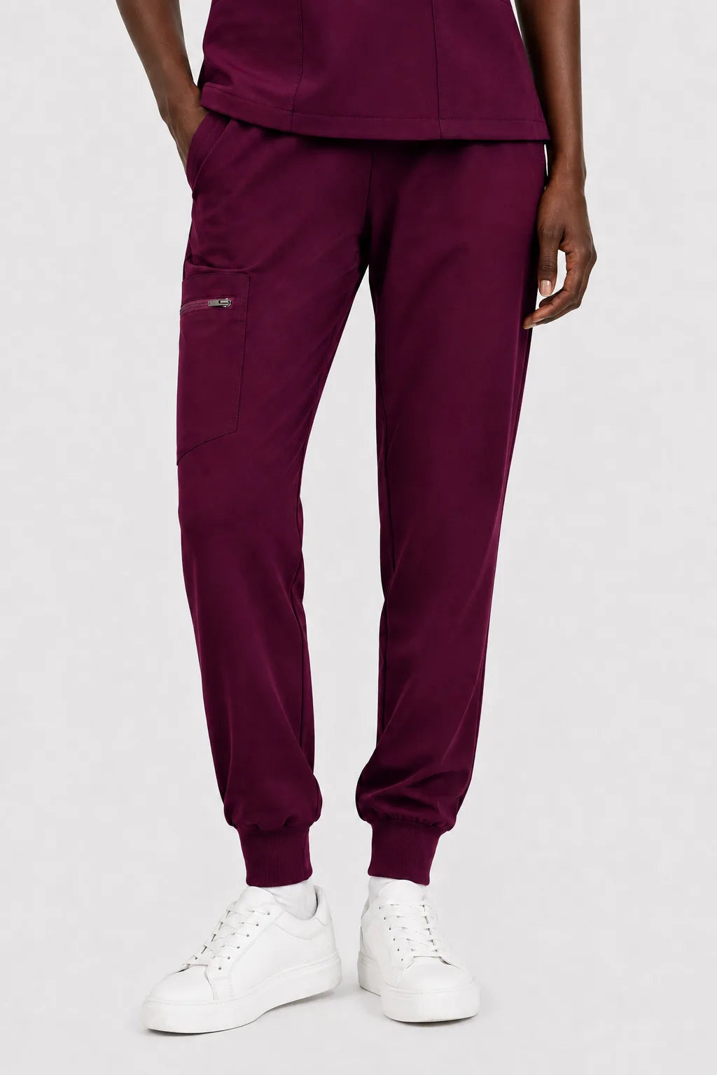 Burgundy Red Eipnare Women's V-Neck 8-Pocket Jogger Scrub Set - Stretch Medical Scrubs for Women