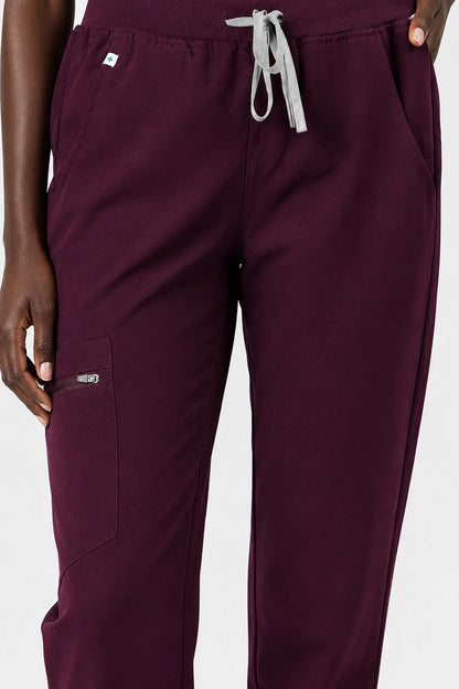Burgundy Red Eipnare Women's V-Neck 8-Pocket Jogger Scrub Set - Stretch Medical Scrubs for Women