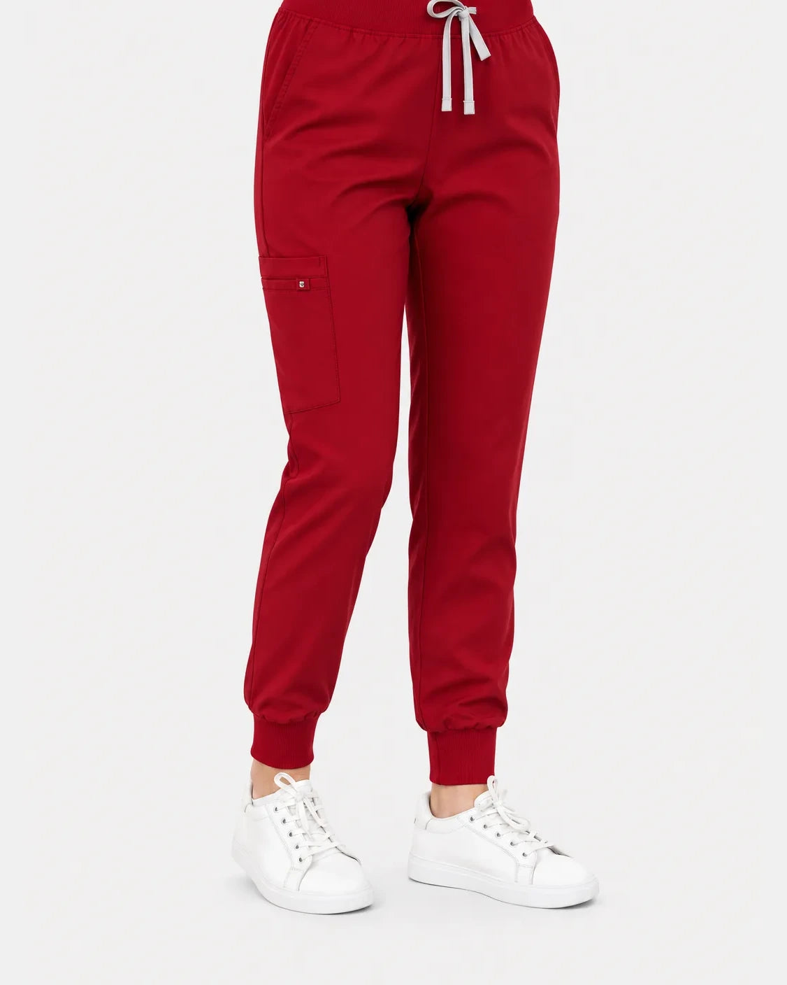 Red Eipnare Women's V-Neck Jogger Scrub Set - Stretch Medical Scrubs for Women