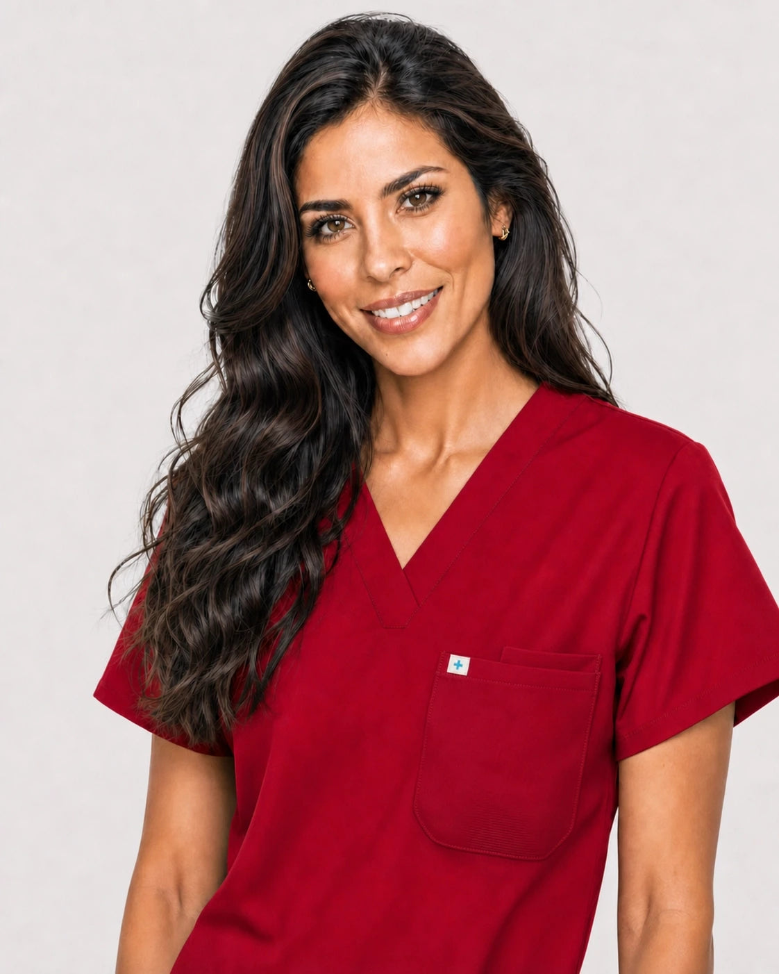 Red Eipnare Women's V-Neck Jogger Scrub Set - Stretch Medical Scrubs for Women