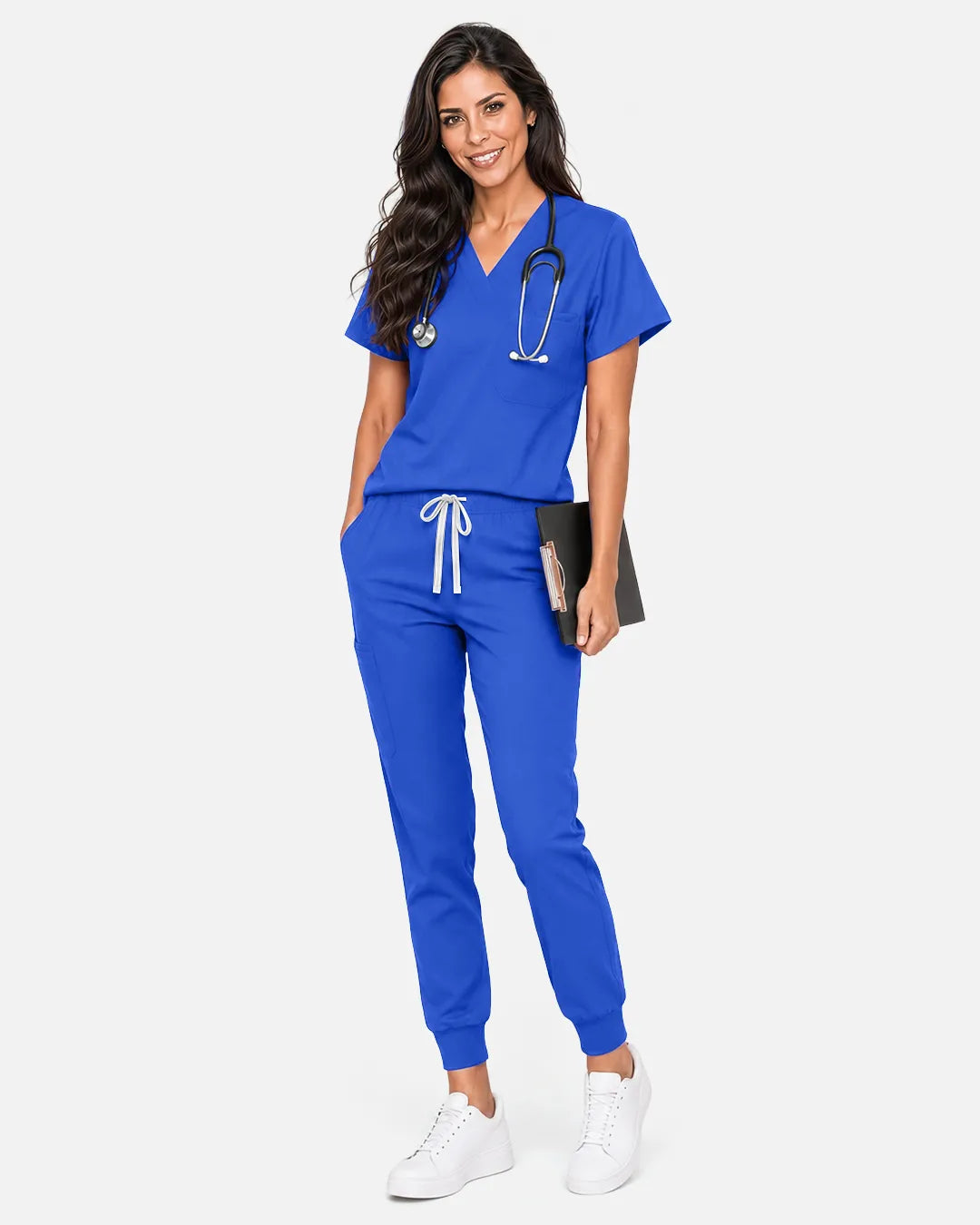 Royal Blue Eipnare Women's Classic V-Neck Scrub Top - Stretch Medical Scrubs for Women