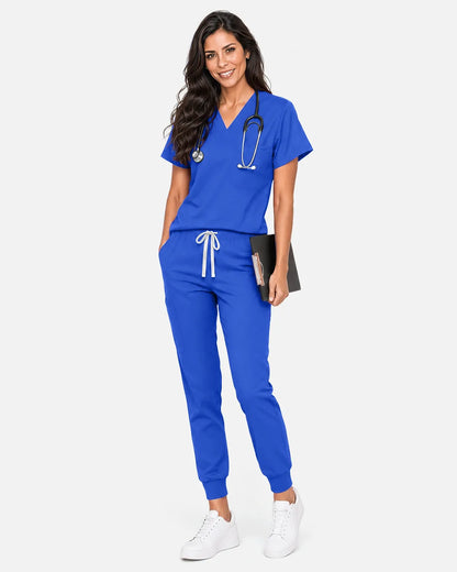 Royal Blue Eipnare Women's Classic V-Neck Scrub Top - Stretch Medical Scrubs for Women