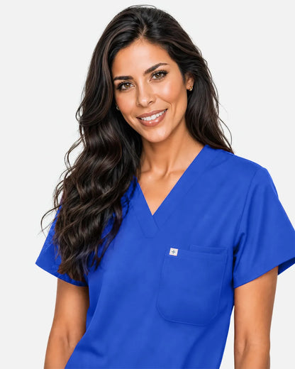 Royal Blue Eipnare Women's Classic V-Neck Scrub Top - Stretch Medical Scrubs for Women