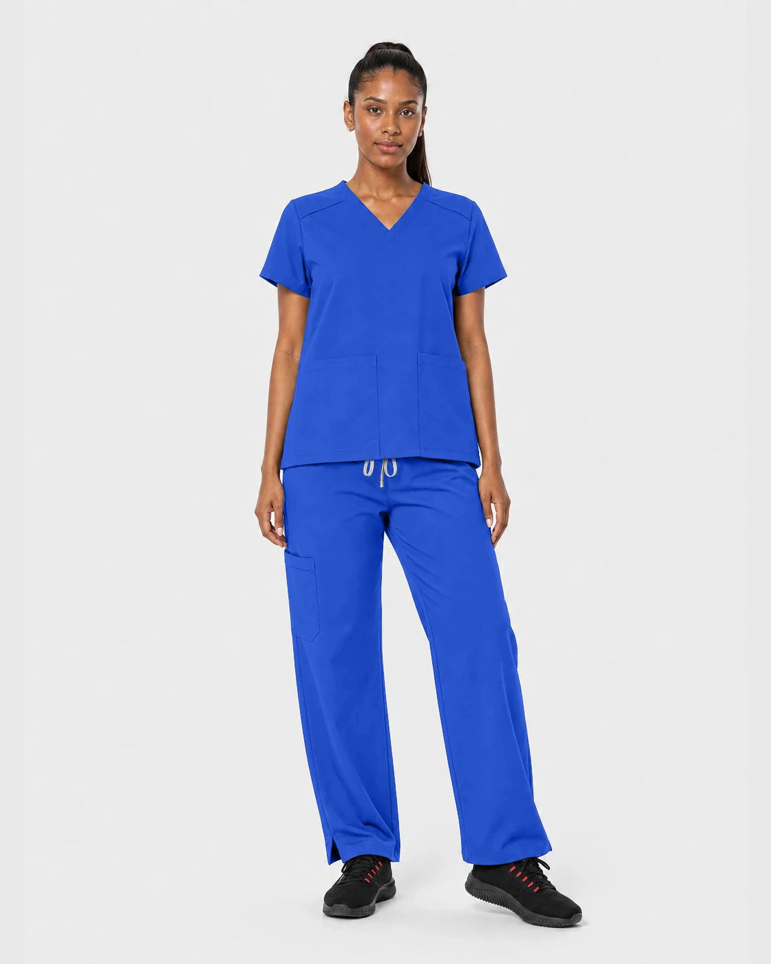 Royal Blue Eipnare Women's 15-Pocket V-Neck Jogger Scrub Set - Stretch Medical Scrubs for Women
