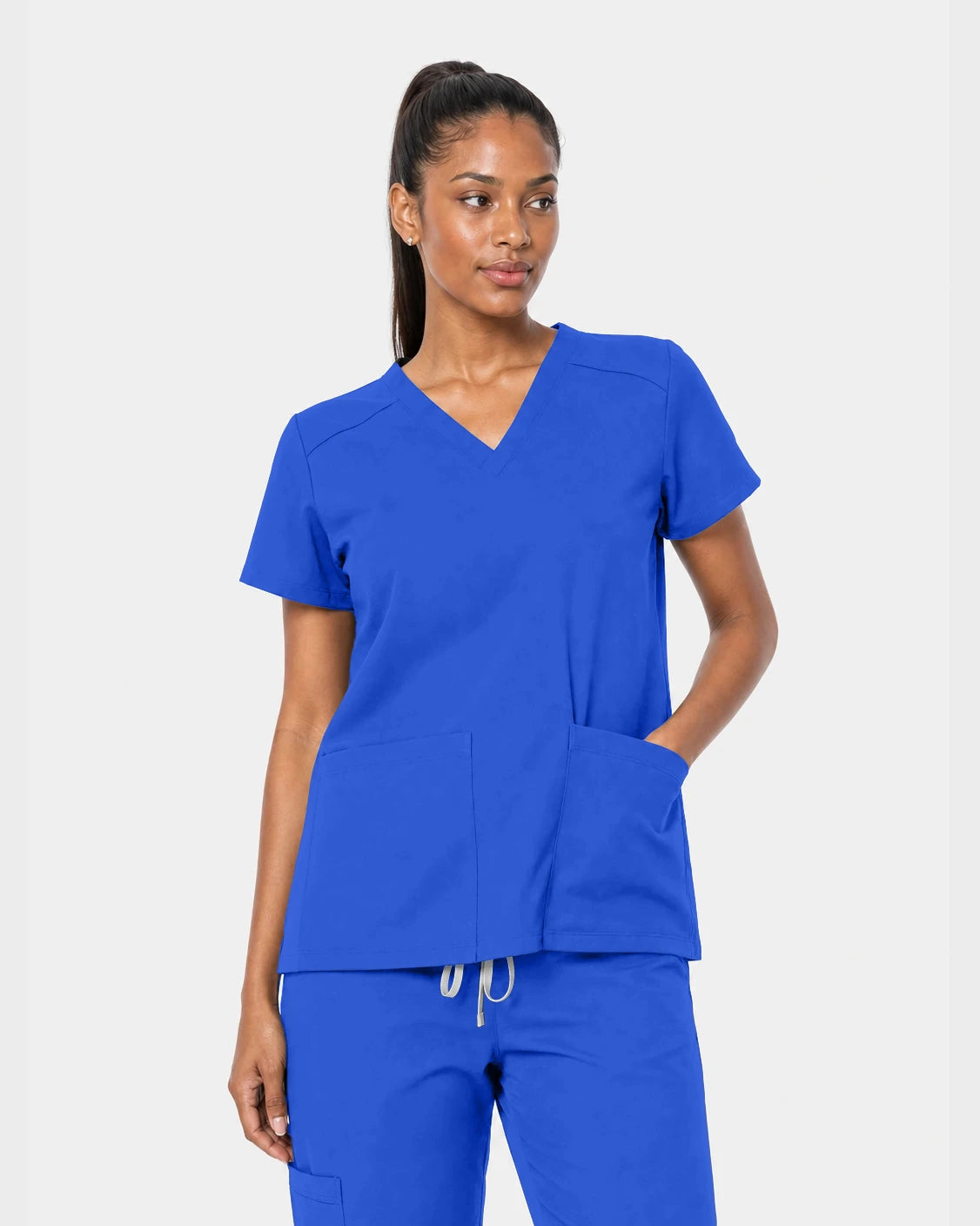 Royal Blue Eipnare Women's 15-Pocket V-Neck Jogger Scrub Set - Stretch Medical Scrubs for Women