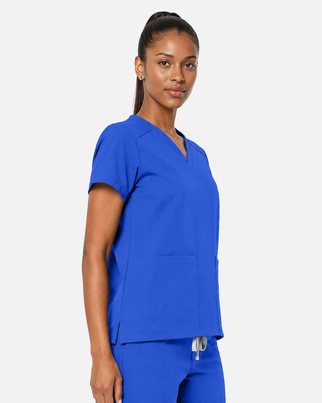 Royal Blue Eipnare Women's Woven V-Neck Scrub Top - Stretch Medical Scrubs for Women