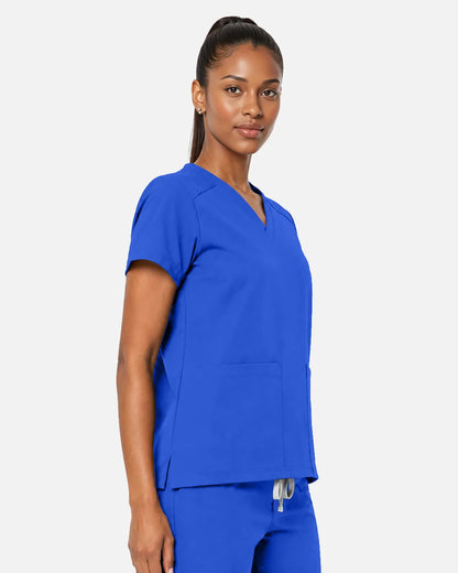 Royal Blue Eipnare Women's Woven V-Neck Scrub Top - Stretch Medical Scrubs for Women