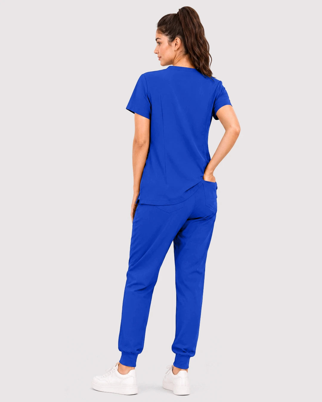 Royal Blue Eipnare Women's 3-Pocket V-Neck Jogger Scrub Set - Stretch Medical Scrubs for Women