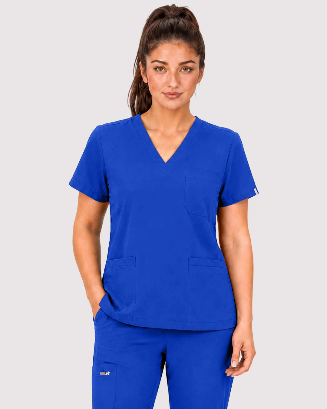 Royal Blue Eipnare Women's 3-Pocket V-Neck Jogger Scrub Set - Stretch Medical Scrubs for Women