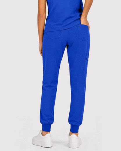 Royal Blue Eipnare Women's 3-Pocket V-Neck Jogger Scrub Set - Stretch Medical Scrubs for Women