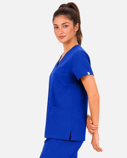 Royal Blue Eipnare Women's 3-Pocket V-Neck Scrub Top - Stretch Medical Scrubs for Women