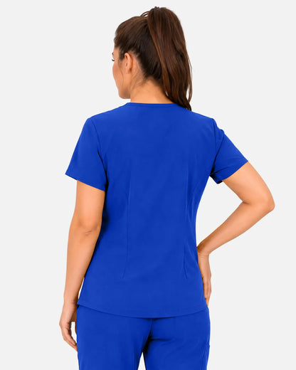 Royal Blue Eipnare Women's 3-Pocket V-Neck Scrub Top - Stretch Medical Scrubs for Women