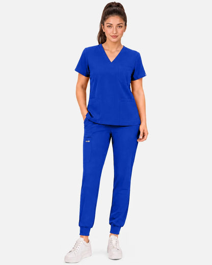 Royal Blue Eipnare Women's 3-Pocket V-Neck Scrub Top - Stretch Medical Scrubs for Women