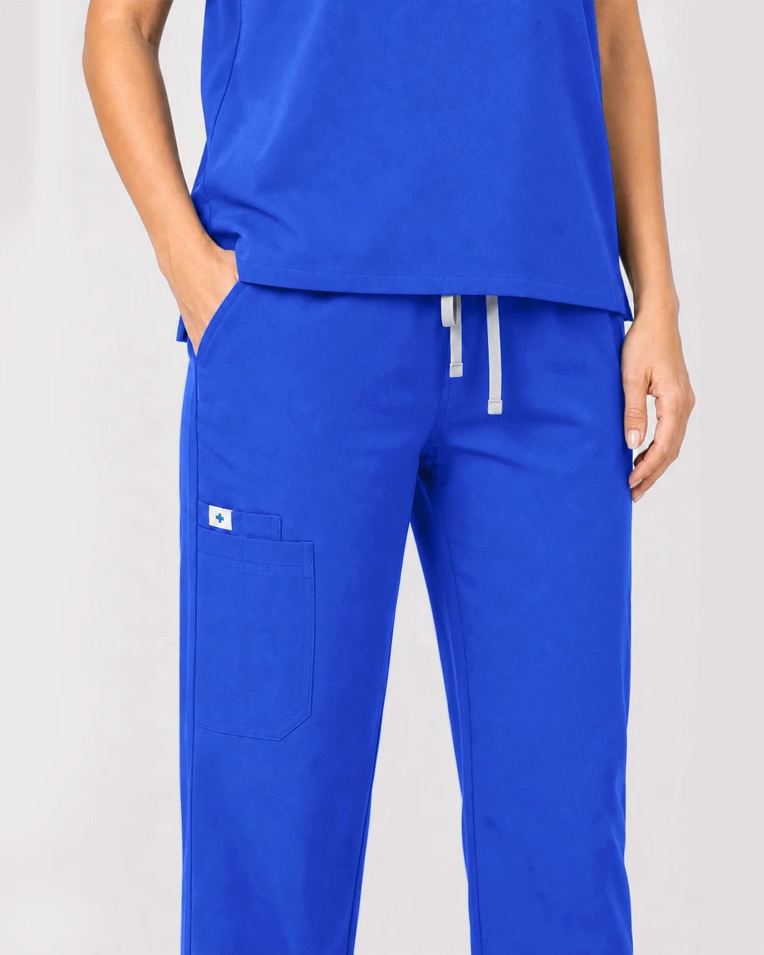 Royal Blue Eipnare Women's Zip Polo Straight-Leg Scrub Set - Stretch Medical Scrubs for Women
