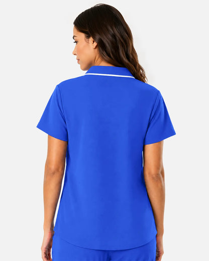 Royal Blue Eipnare Women's Polo-Collar Medical Scrub Top - Stretch Medical Scrubs for Women