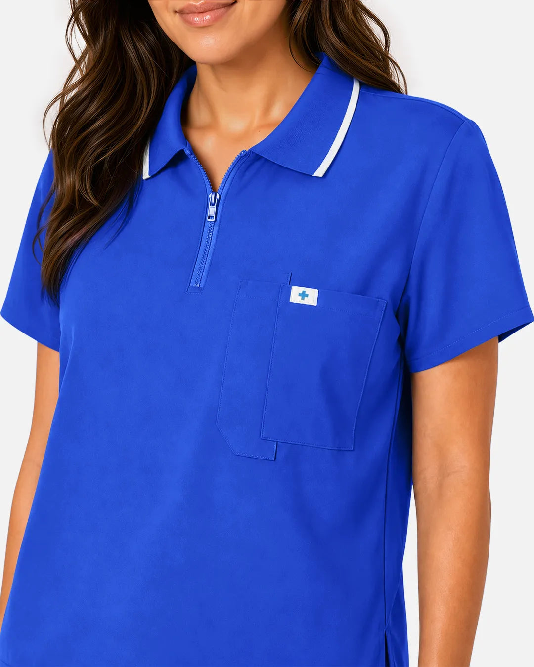 Royal Blue Eipnare Women's Polo-Collar Medical Scrub Top - Stretch Medical Scrubs for Women