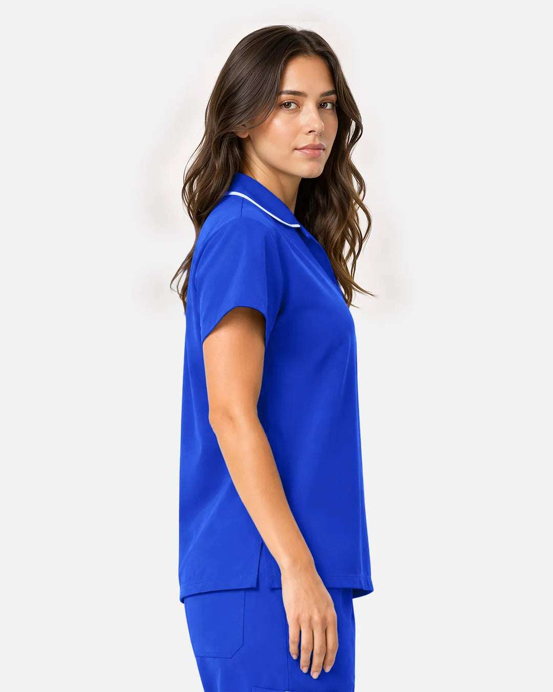 Royal Blue Eipnare Women's Polo-Collar Medical Scrub Top - Stretch Medical Scrubs for Women